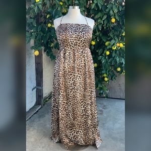 Leopard Print Satin Maxi dress